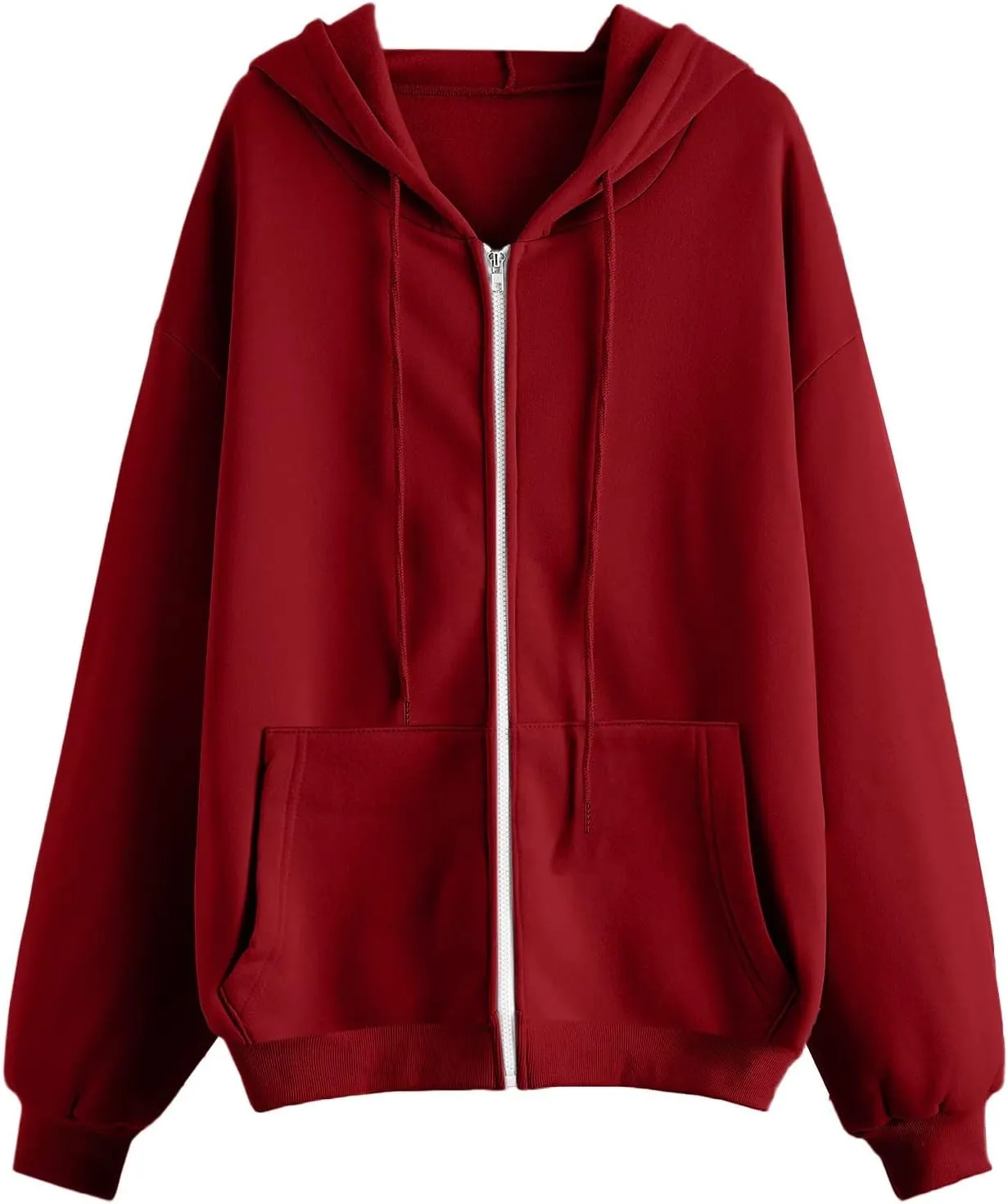 Women's Full Ziped Hoodies Teen Girl Fall Jacket Coat Oversized Sweatshirts Casual Drawstring Y2K Hoodie with Pocket