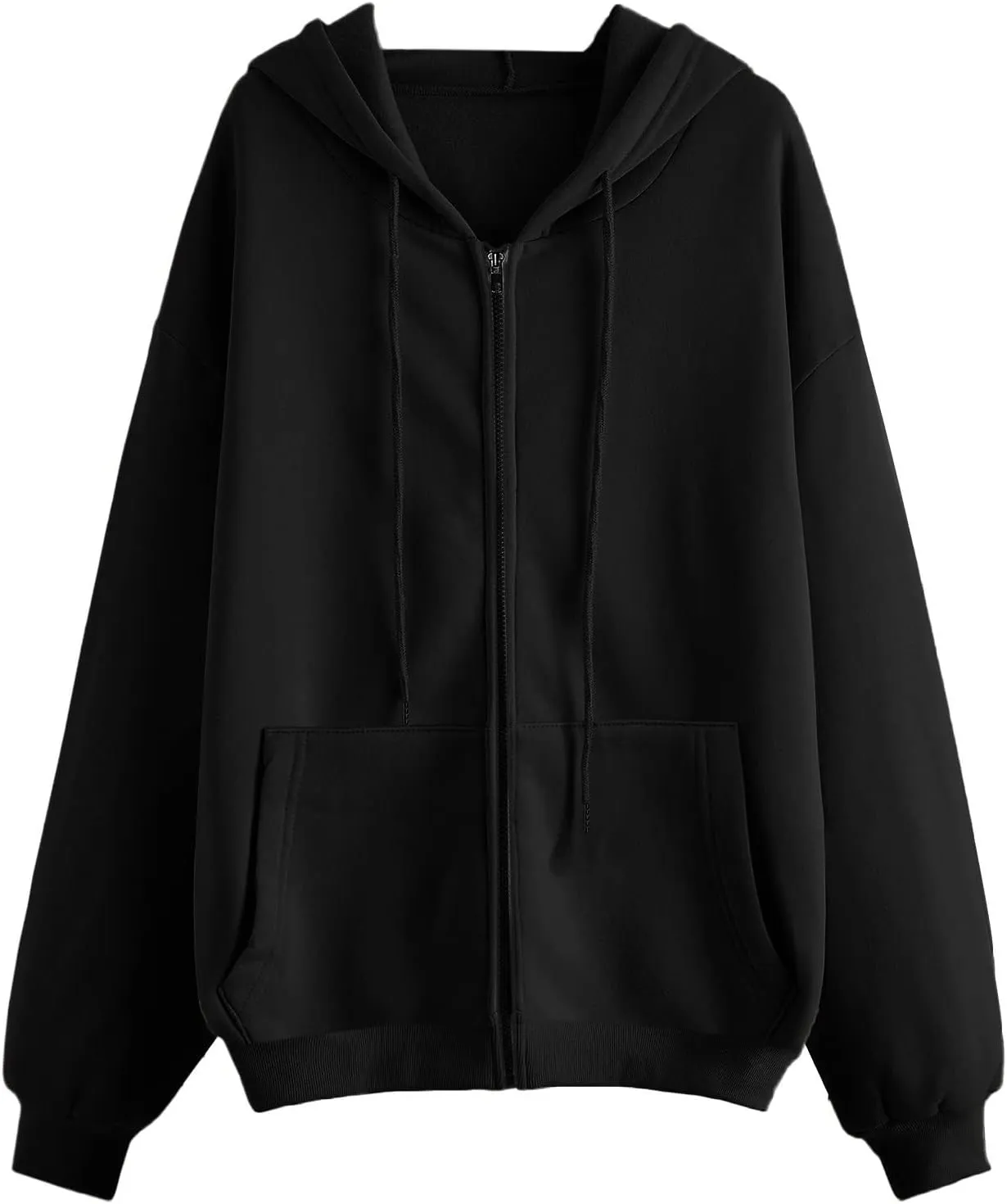 Women's Full Ziped Hoodies Teen Girl Fall Jacket Coat Oversized Sweatshirts Casual Drawstring Y2K Hoodie with Pocket