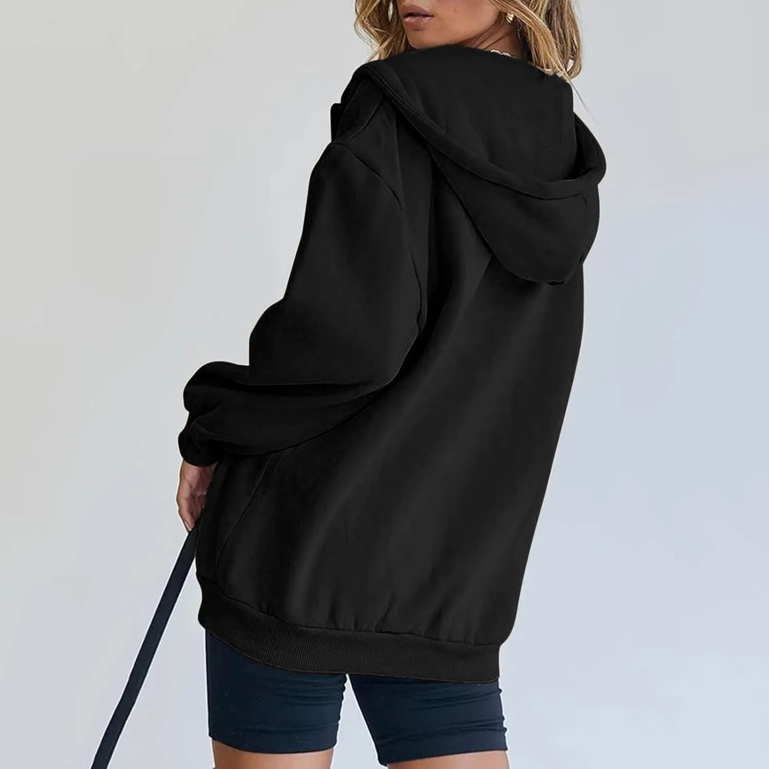Women's Full Ziped Hoodies Teen Girl Fall Jacket Coat Oversized Sweatshirts Casual Drawstring Y2K Hoodie with Pocket