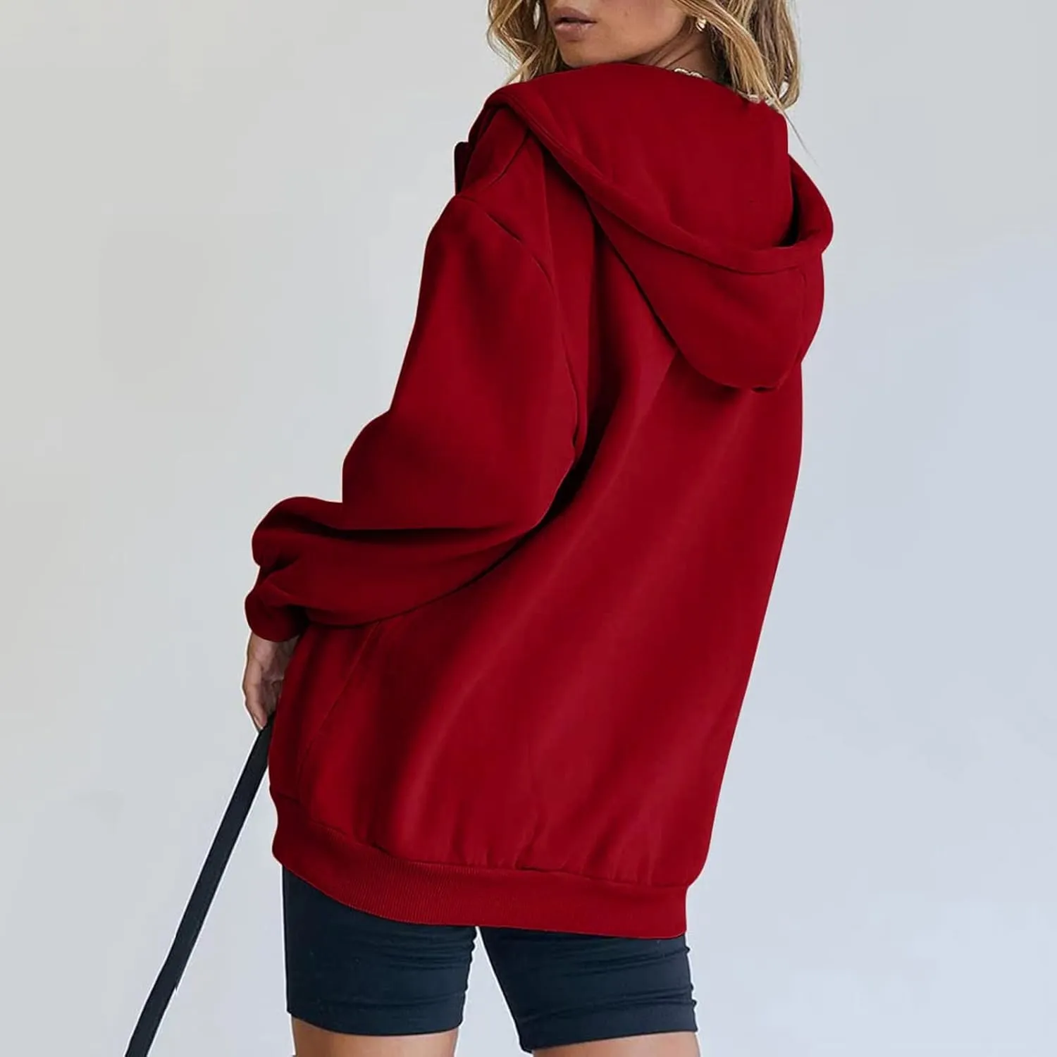 Women's Full Ziped Hoodies Teen Girl Fall Jacket Coat Oversized Sweatshirts Casual Drawstring Y2K Hoodie with Pocket