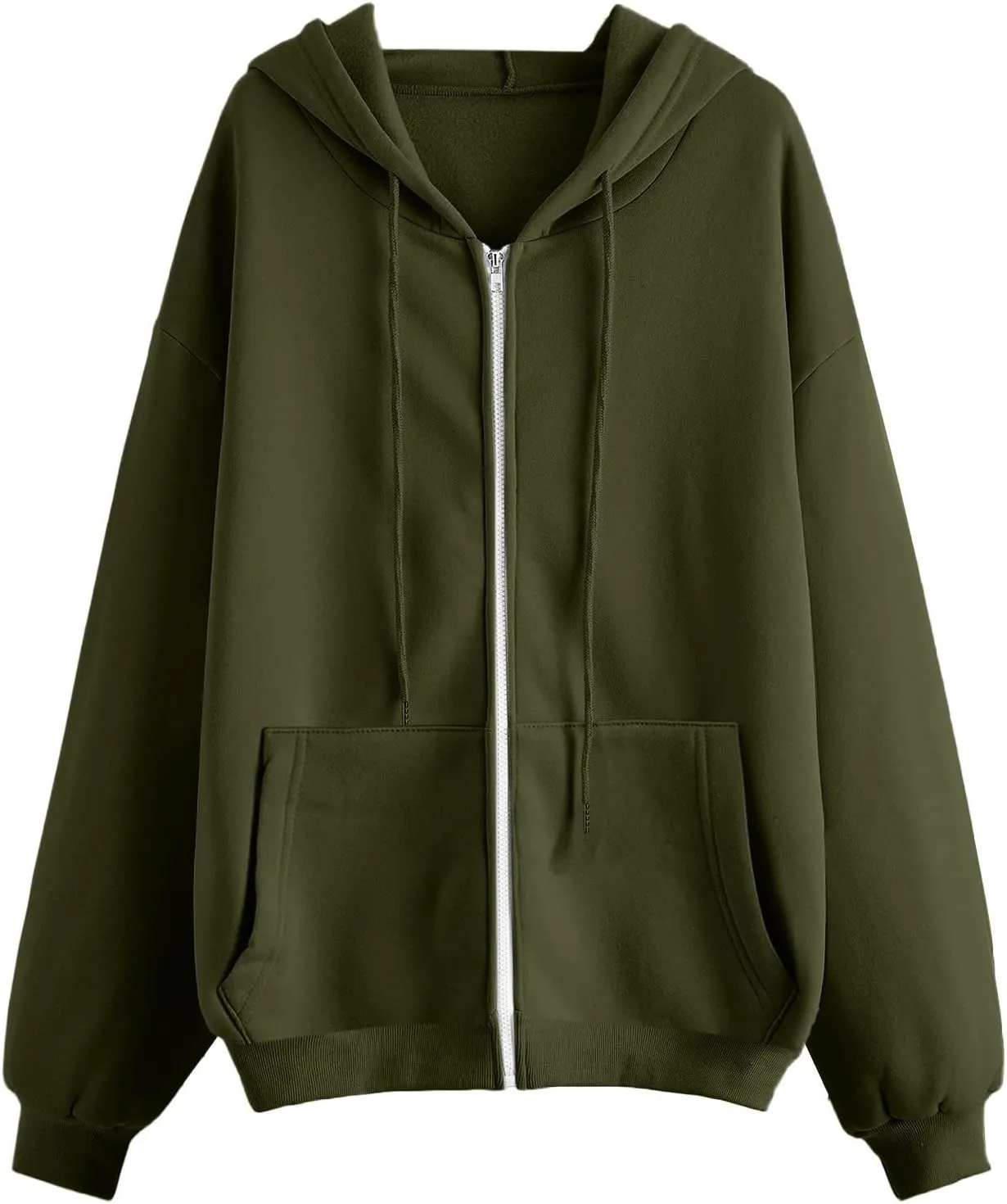 Women's Full Ziped Hoodies Teen Girl Fall Jacket Coat Oversized Sweatshirts Casual Drawstring Y2K Hoodie with Pocket
