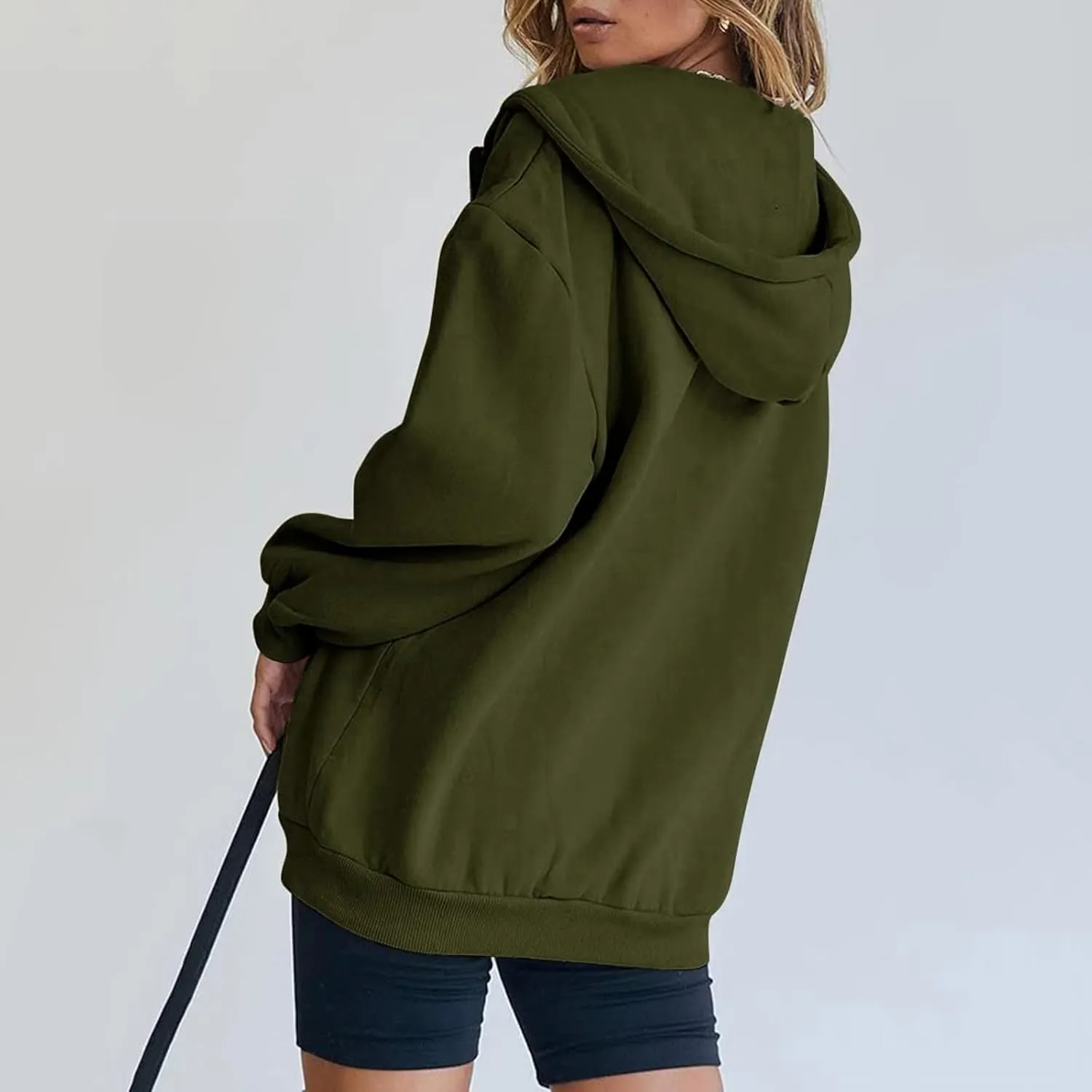 Women's Full Ziped Hoodies Teen Girl Fall Jacket Coat Oversized Sweatshirts Casual Drawstring Y2K Hoodie with Pocket