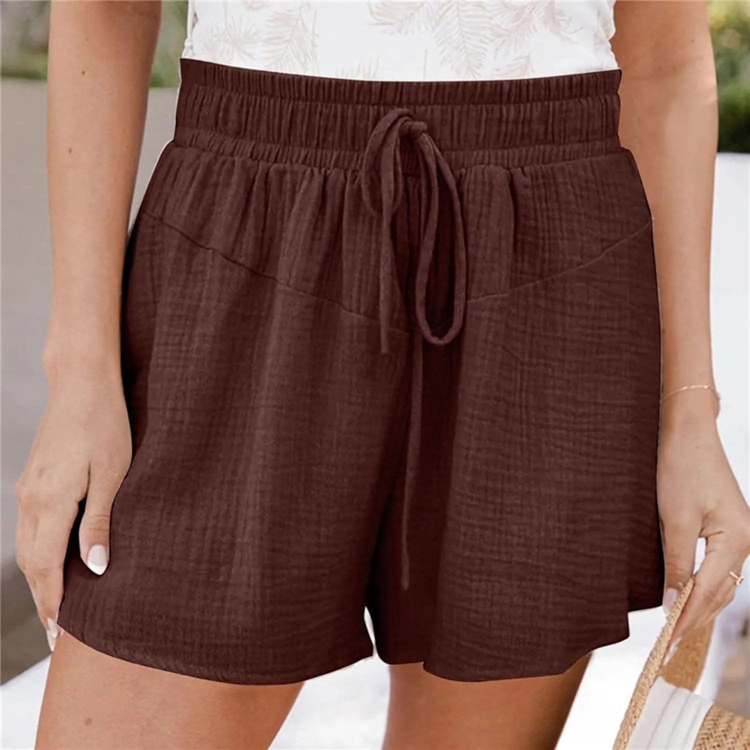 Women's Green Solid Cotton Linen Bermuda Shorts