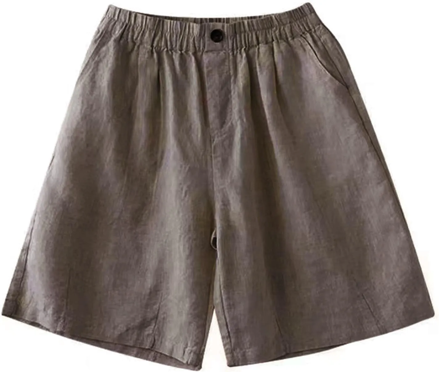 Women's Green Solid Cotton Linen Bermuda Shorts
