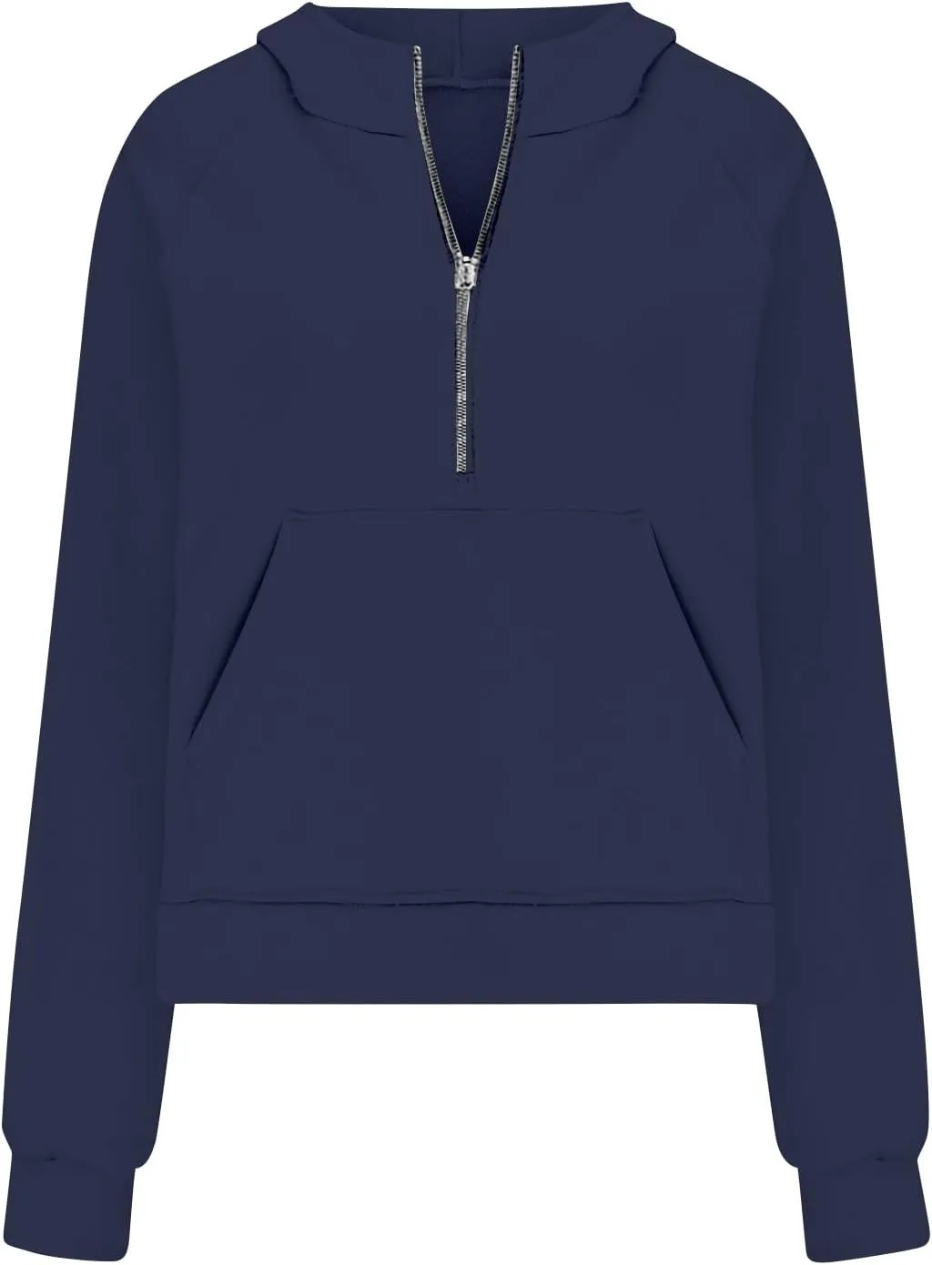 Womens Half Zip Cropped Pullover Tops Fleece Lined Hoodies Long Sleeve Hooded Sweatshirts with Pocket Fall Outfits