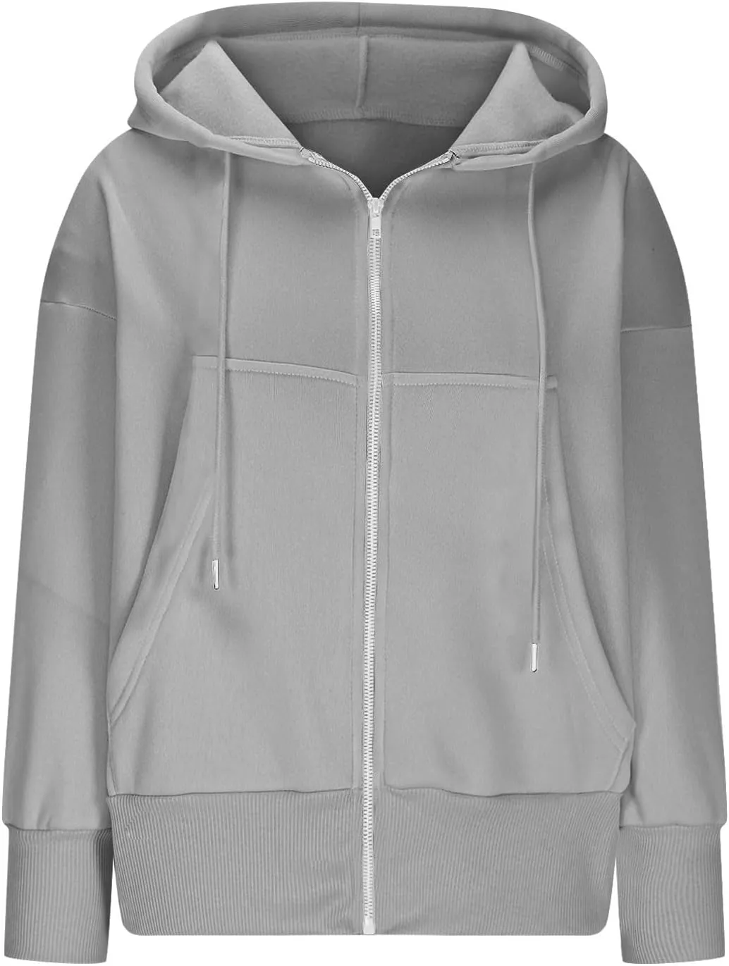 Women's Long Sleeve Casual Crop Hoodies Sweatshirts Zip Up Loose Hooded Tops Drawstraing Trendy Sweatshirt