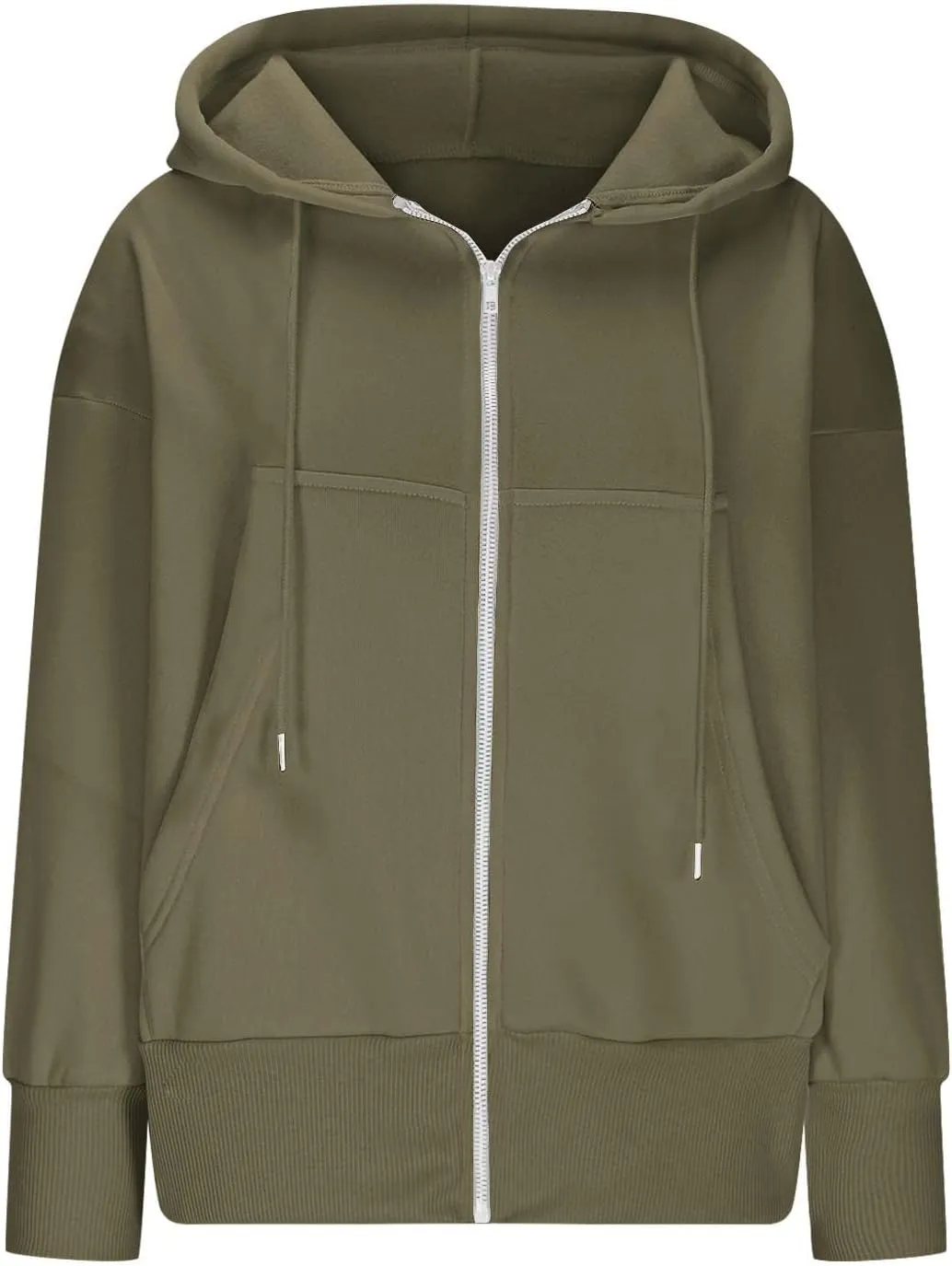 Women's Long Sleeve Casual Crop Hoodies Sweatshirts Zip Up Loose Hooded Tops Drawstraing Trendy Sweatshirt