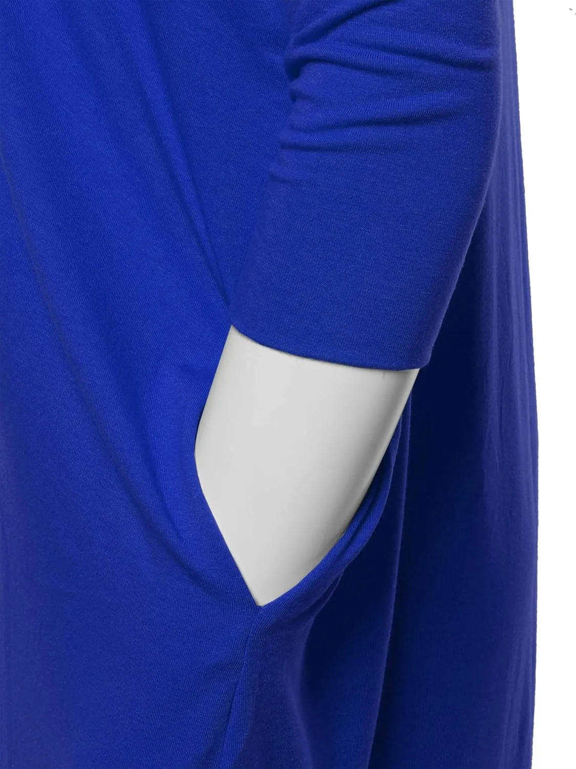 Women's Oversized Crew Neck 3/4 Sleeve Side Pockets Drop Shoulder Boxy Top