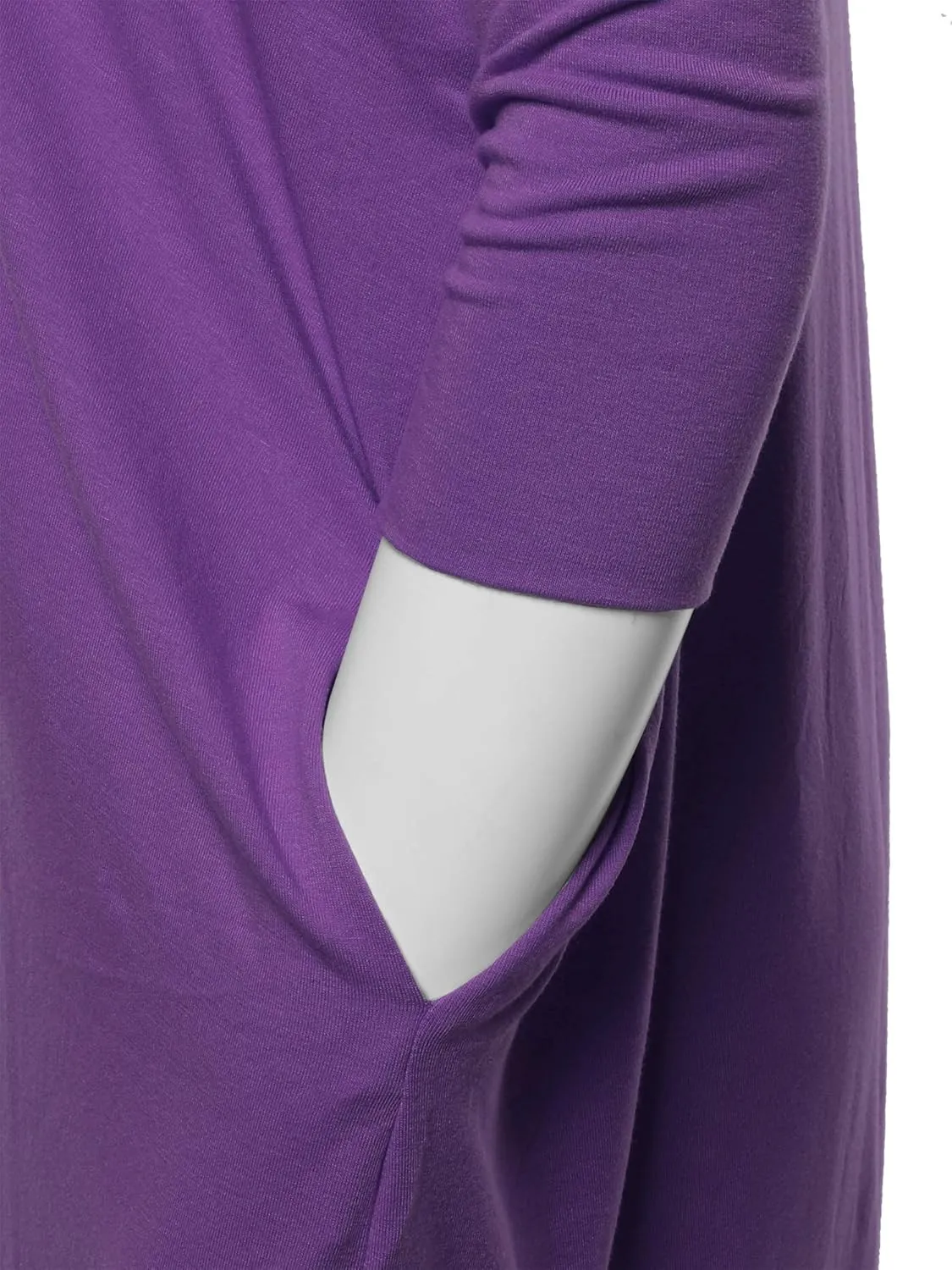 Women's Oversized Crew Neck 3/4 Sleeve Side Pockets Drop Shoulder Boxy Top