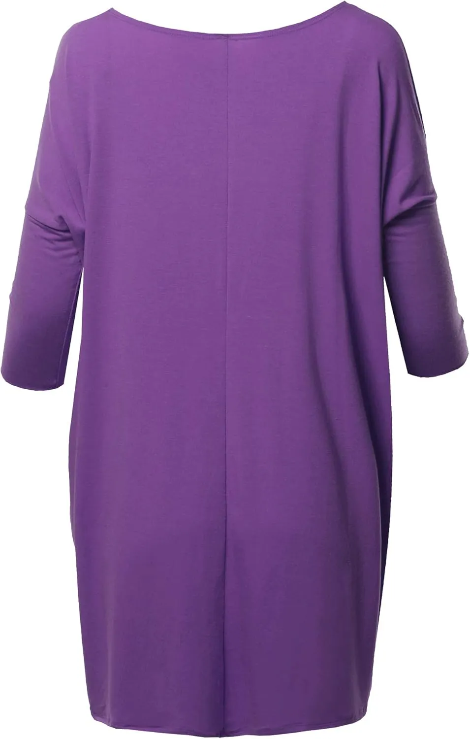 Women's Oversized Crew Neck 3/4 Sleeve Side Pockets Drop Shoulder Boxy Top