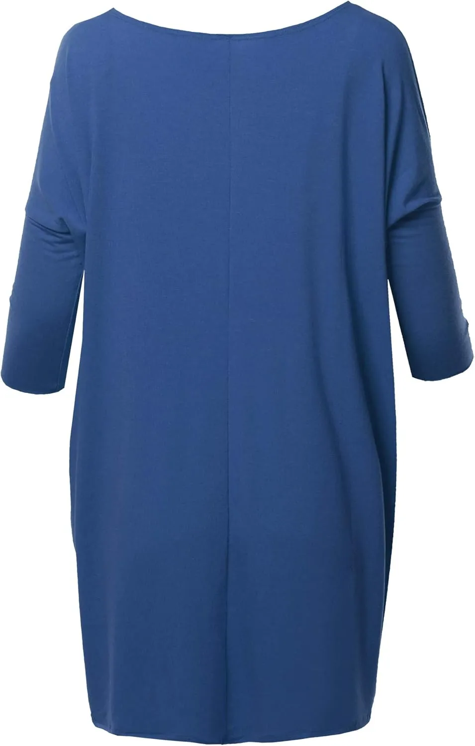 Women's Oversized Crew Neck 3/4 Sleeve Side Pockets Drop Shoulder Boxy Top