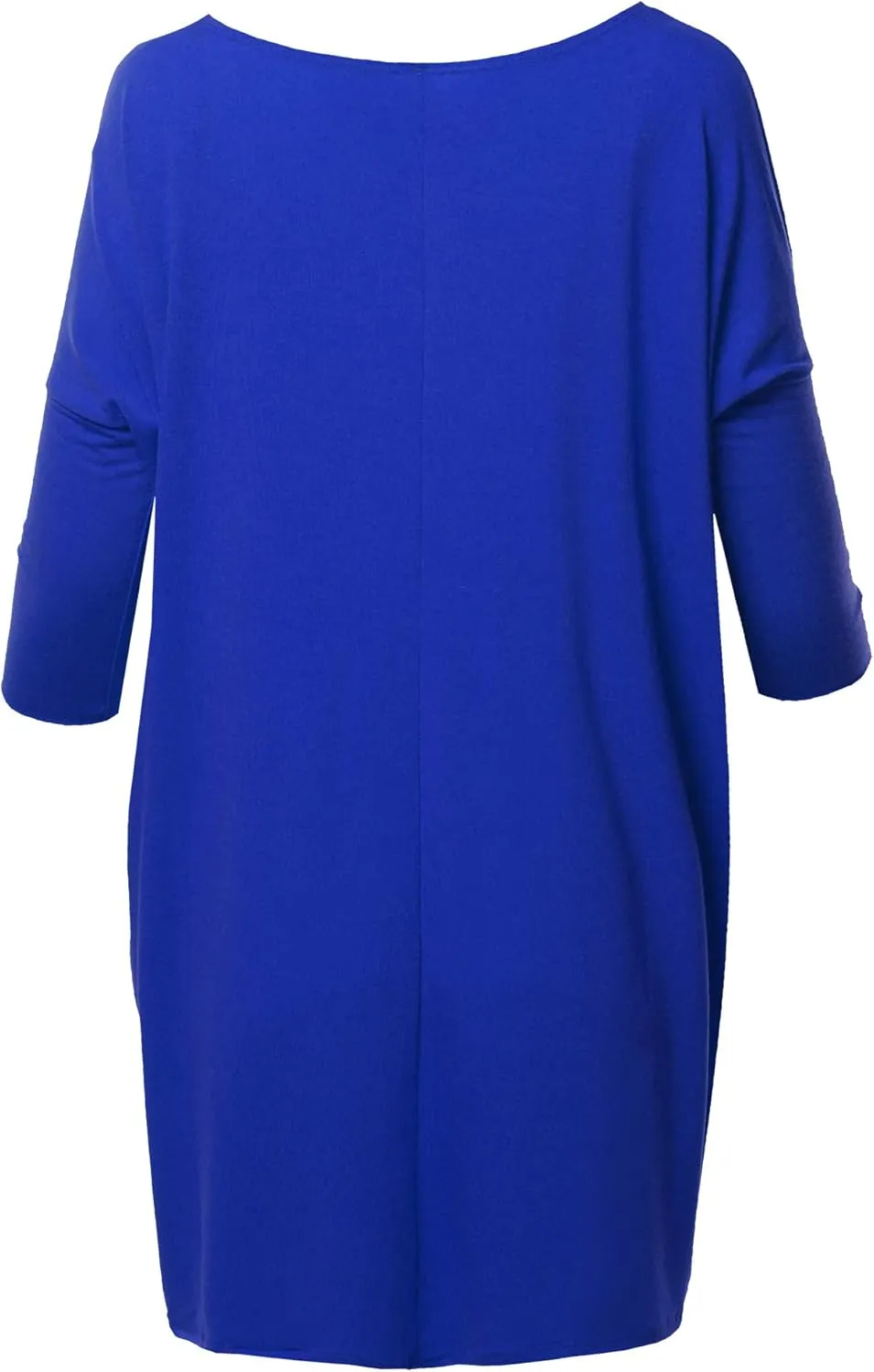 Women's Oversized Crew Neck 3/4 Sleeve Side Pockets Drop Shoulder Boxy Top