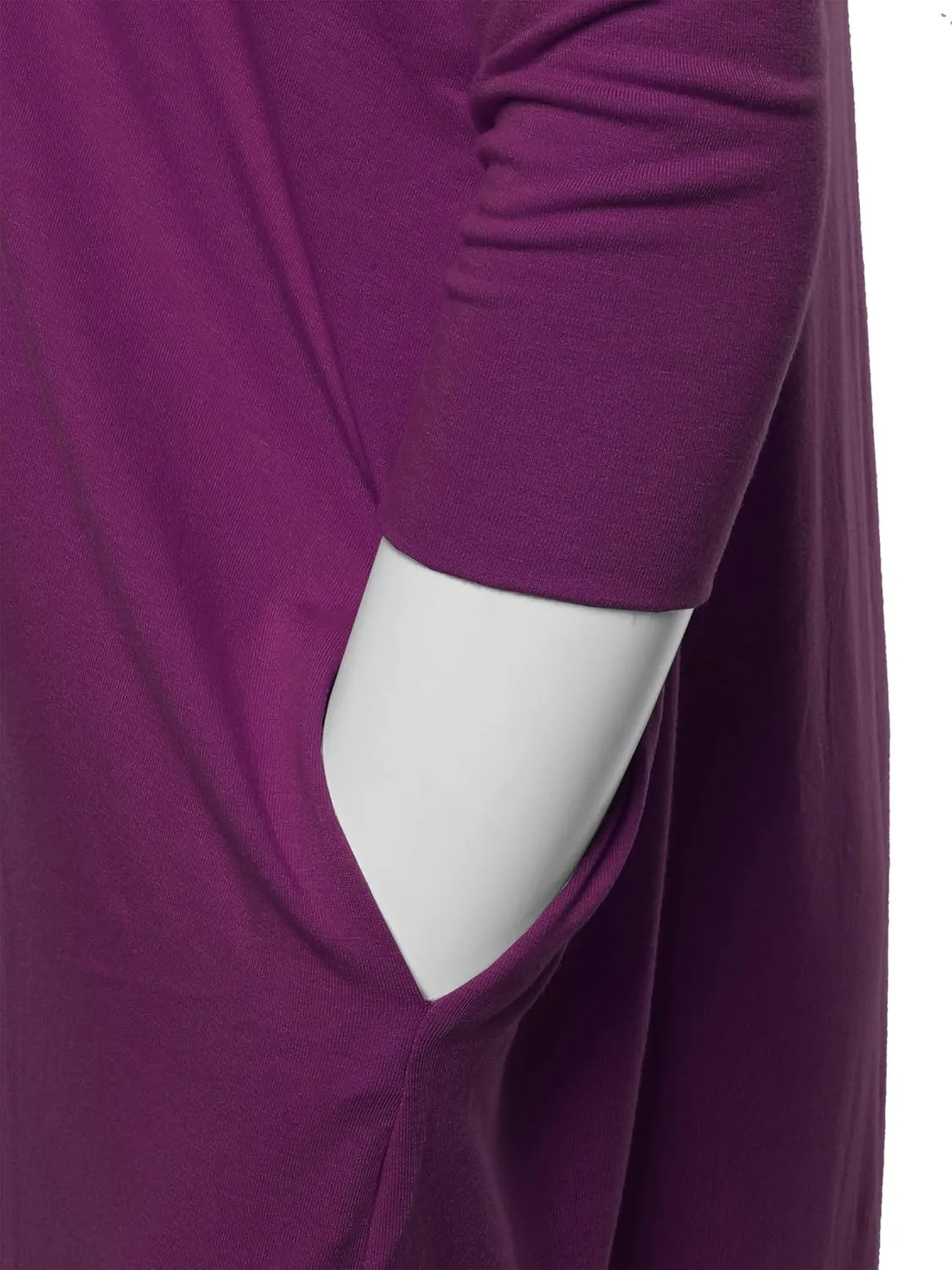 Women's Oversized Crew Neck 3/4 Sleeve Side Pockets Drop Shoulder Boxy Top