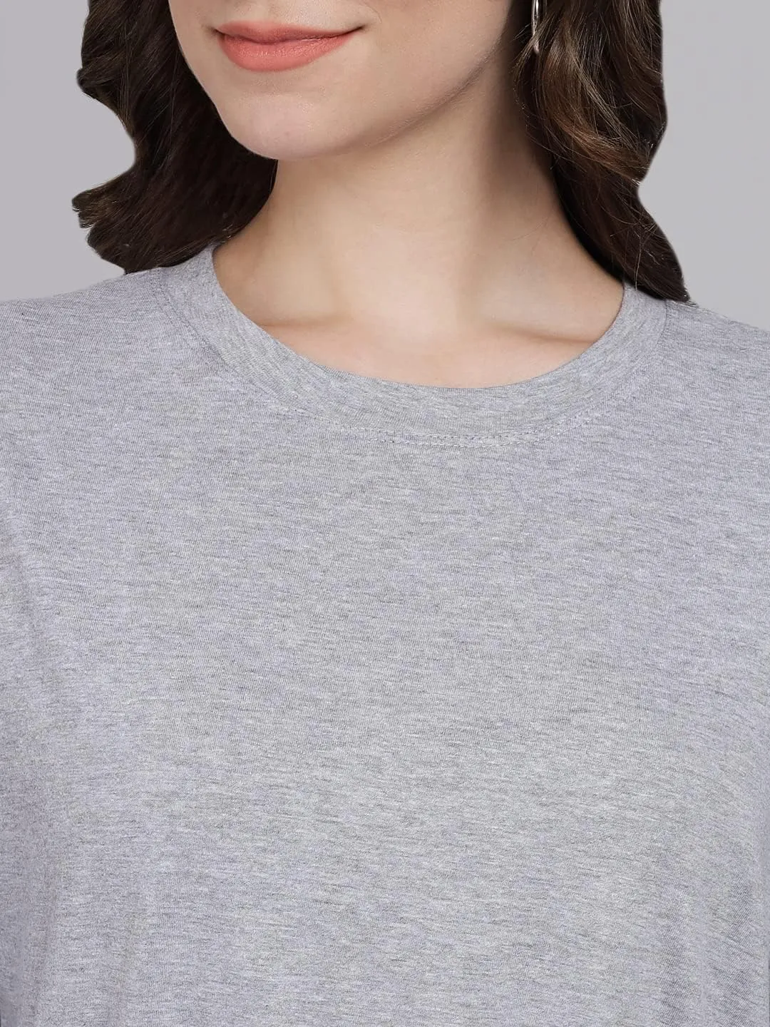Women's Pure Cotton Casual Oversized Round Neck Drop Shoulder Tshirt