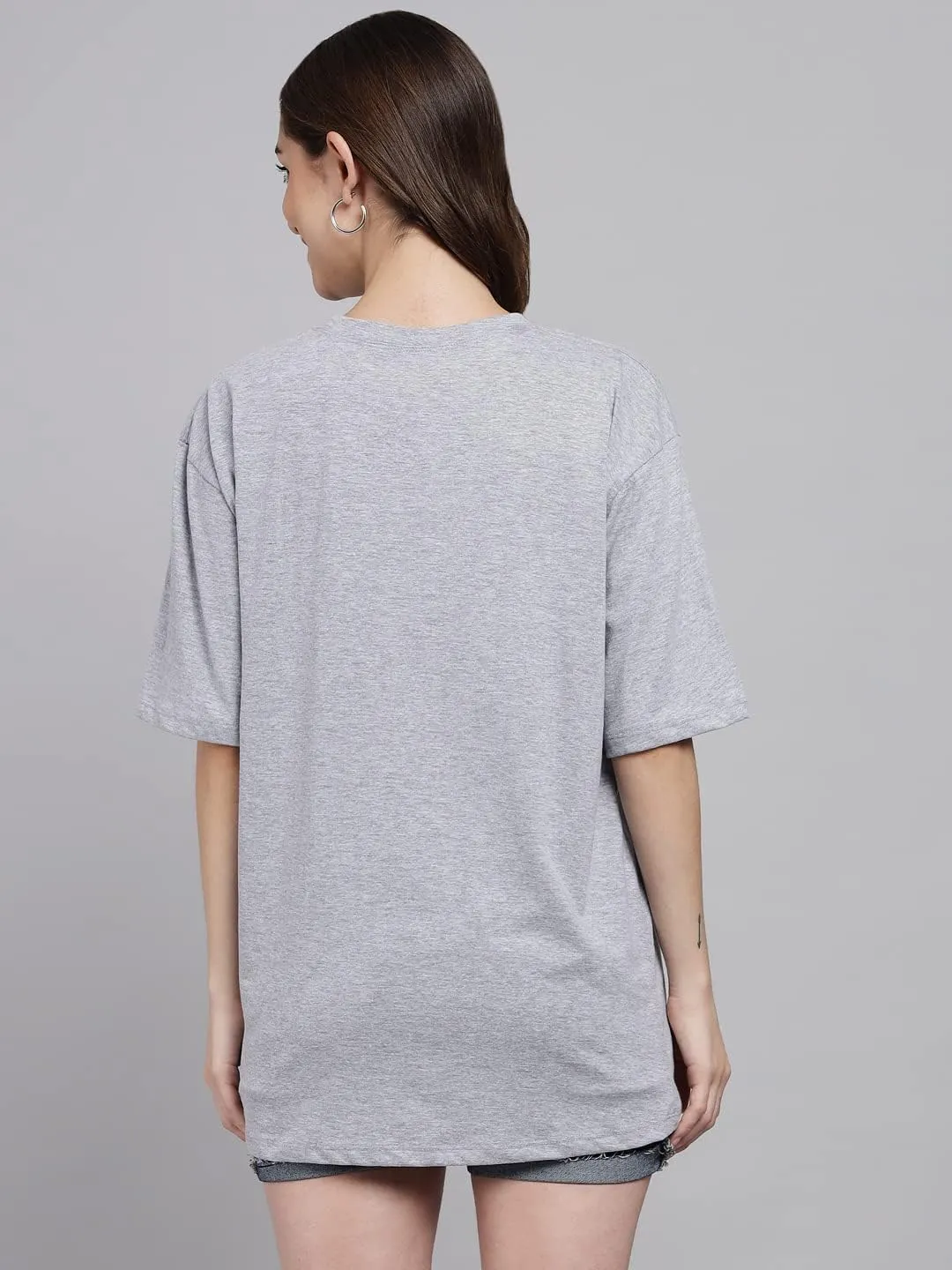 Women's Pure Cotton Casual Oversized Round Neck Drop Shoulder Tshirt