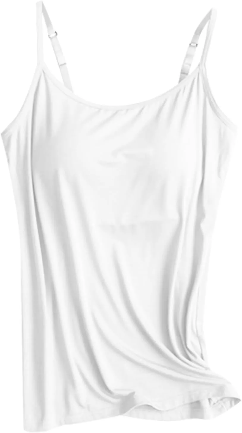 Womens Shelf Bra Tank Tops 2025 Basic Workout Camis Padded Yoga Shirt Cotton Undershirt