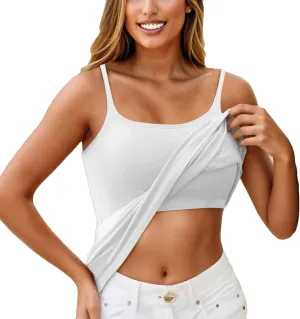 Womens Shelf Bra Tank Tops 2025 Basic Workout Camis Padded Yoga Shirt Cotton Undershirt