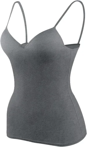 Women's Shelf Bra Tank Tops Adjustable Spaghetti Strap Basic Breathable Camis Yoga Shirts Cotton Undershirt