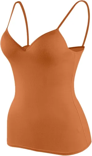 Women's Shelf Bra Tank Tops Adjustable Spaghetti Strap Basic Breathable Camis Yoga Shirts Cotton Undershirt