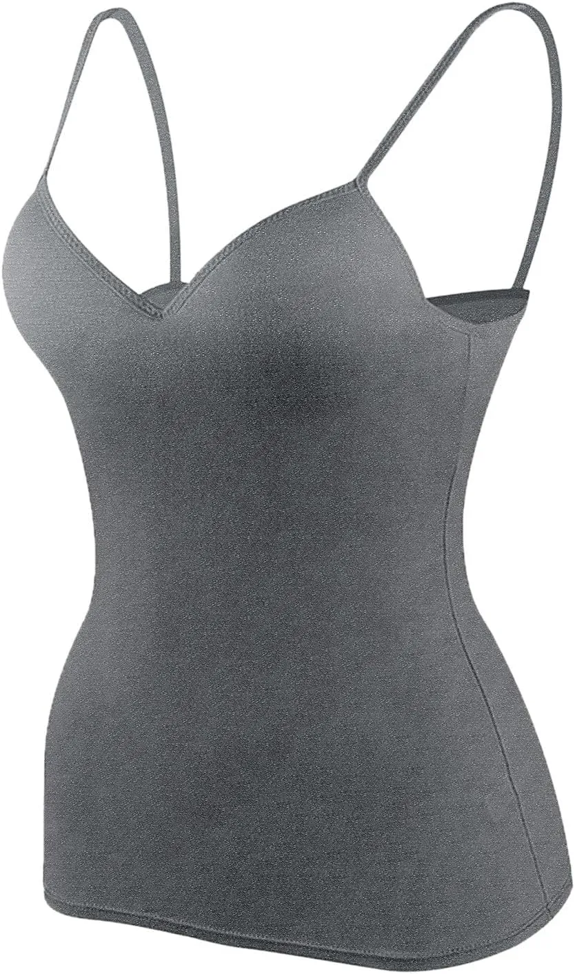 Women's Shelf Bra Tank Tops Adjustable Spaghetti Strap Basic Breathable Camis Yoga Shirts Cotton Undershirt