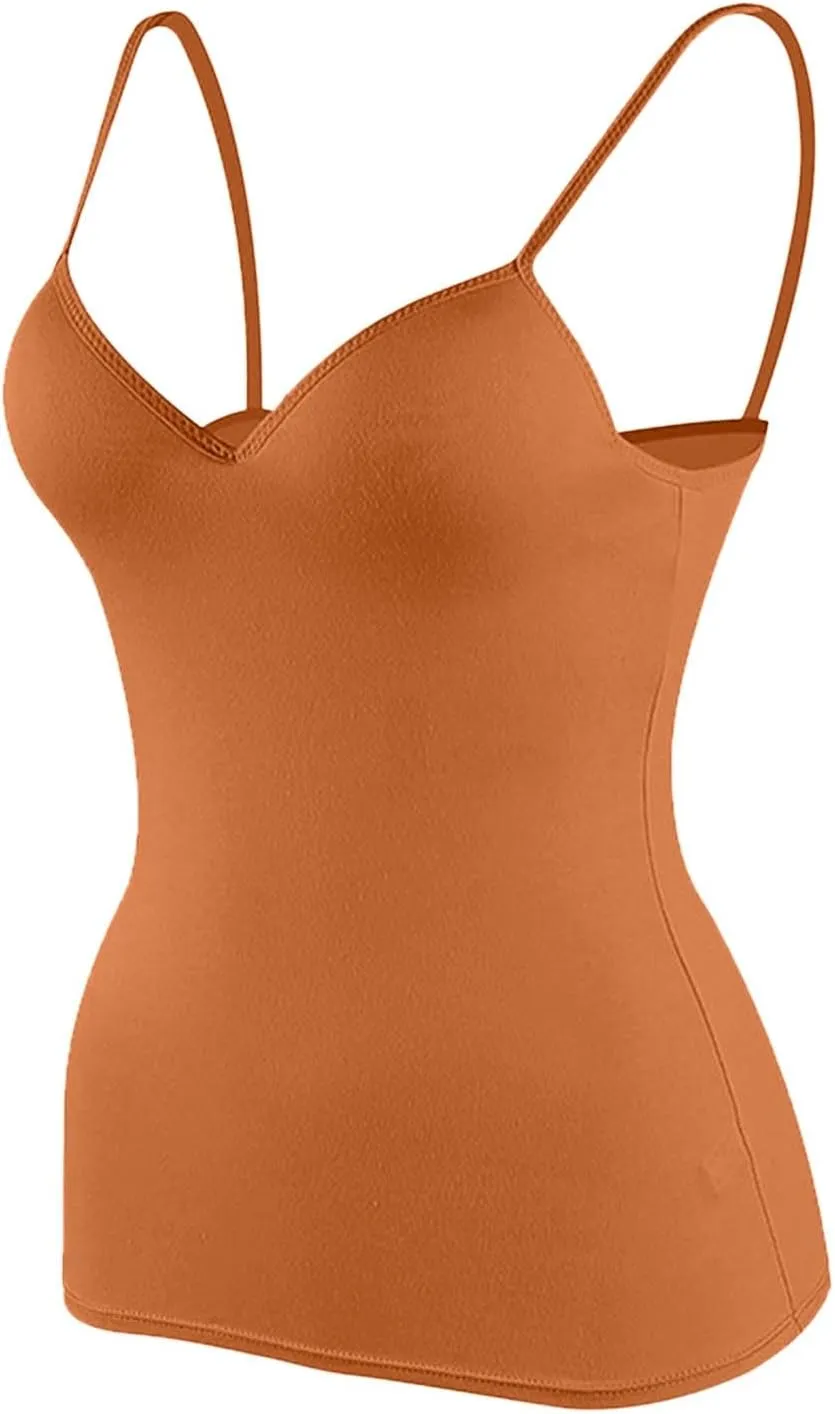 Women's Shelf Bra Tank Tops Adjustable Spaghetti Strap Basic Breathable Camis Yoga Shirts Cotton Undershirt