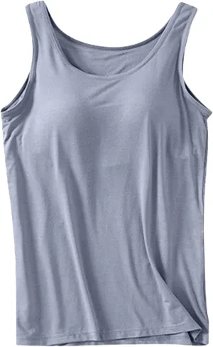 Women's Shelf Bra Tank Tops Adjustable Strap Soft Casual Camis Yoga Shirts Cotton Undershirt
