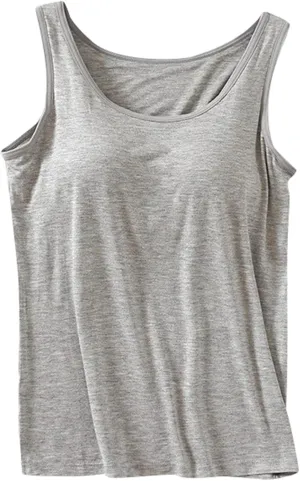 Women's Shelf Bra Tank Tops Adjustable Strap Soft Casual Camis Yoga Shirts Cotton Undershirt