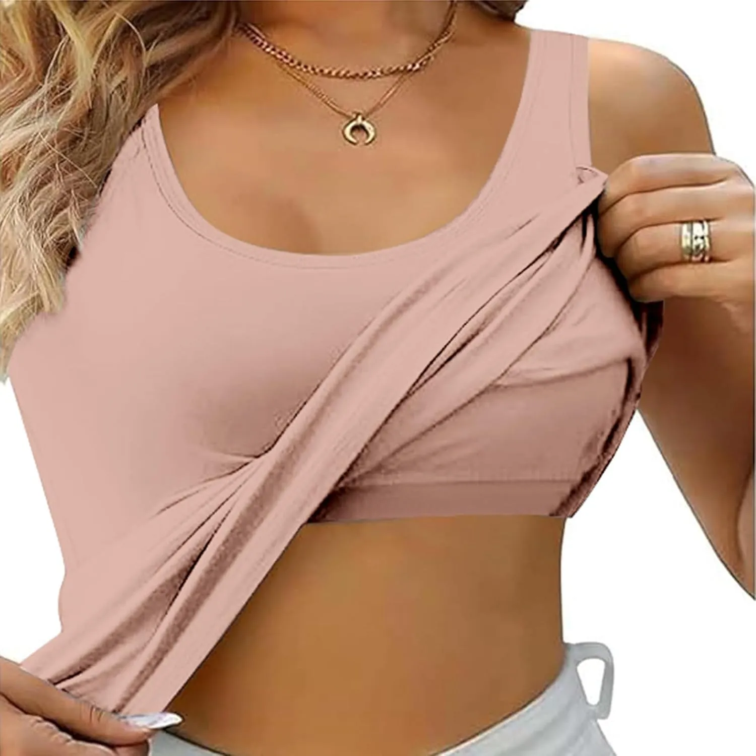 Women's Shelf Bra Tank Tops Adjustable Strap Soft Casual Camis Yoga Shirts Cotton Undershirt