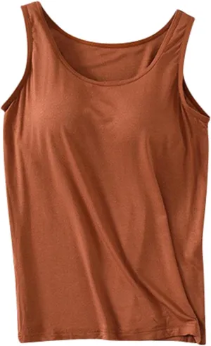 Women's Shelf Bra Tank Tops Adjustable Strap Soft Casual Camis Yoga Shirts Cotton Undershirt