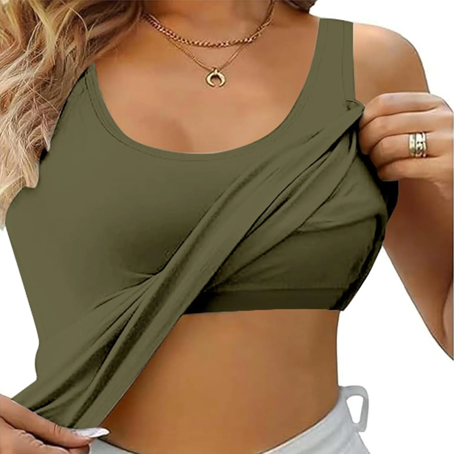 Women's Shelf Bra Tank Tops Adjustable Strap Soft Casual Camis Yoga Shirts Cotton Undershirt