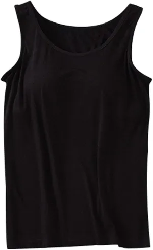 Women's Shelf Bra Tank Tops Adjustable Strap Soft Casual Camis Yoga Shirts Cotton Undershirt