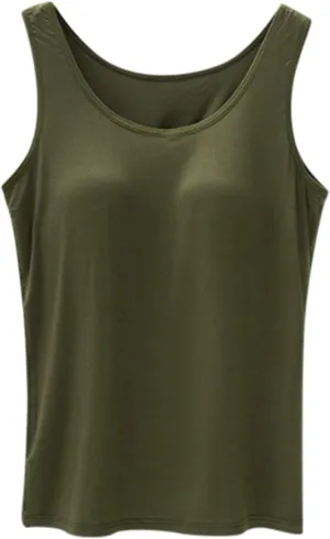 Women's Shelf Bra Tank Tops Adjustable Strap Soft Casual Camis Yoga Shirts Cotton Undershirt