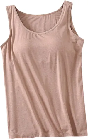 Women's Shelf Bra Tank Tops Adjustable Strap Soft Casual Camis Yoga Shirts Cotton Undershirt