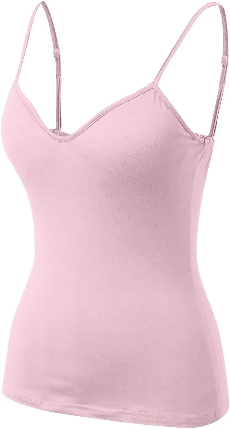 Womens Shelf Bra Tank Tops Adjustable Straps Basic Padded Camis Yoga Shirts Cotton Undershirt