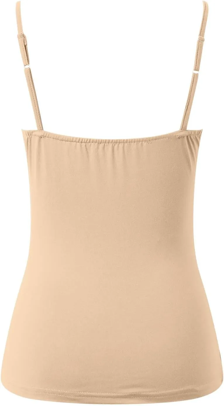 Womens Shelf Bra Tank Tops Adjustable Straps Basic Padded Camis Yoga Shirts Cotton Undershirt