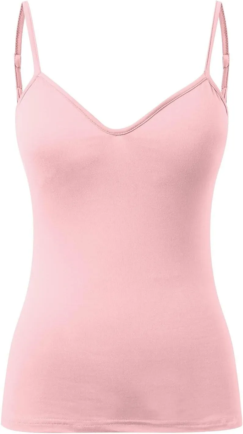 Womens Shelf Bra Tank Tops Adjustable Straps Basic Padded Camis Yoga Shirts Cotton Undershirt