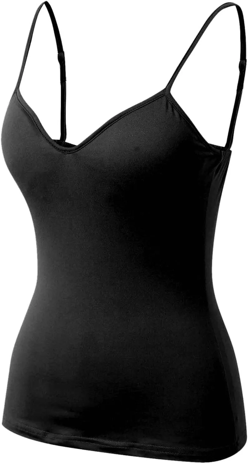 Womens Shelf Bra Tank Tops Adjustable Straps Basic Padded Camis Yoga Shirts Cotton Undershirt