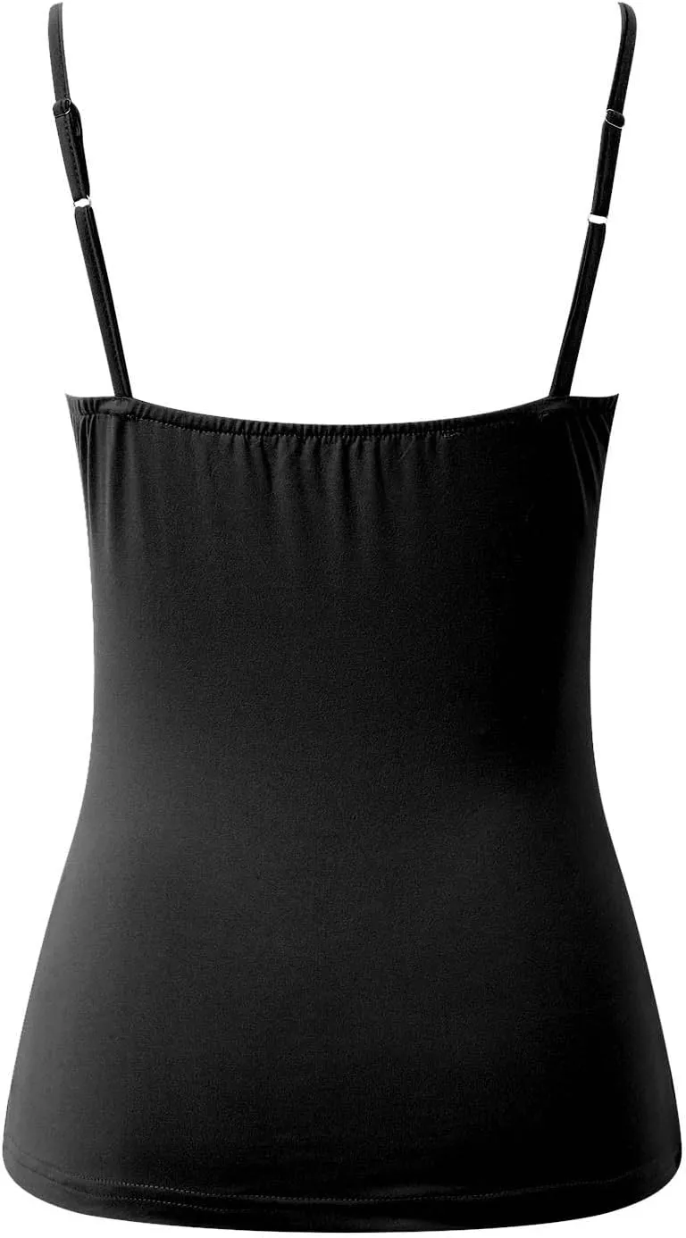 Womens Shelf Bra Tank Tops Adjustable Straps Basic Padded Camis Yoga Shirts Cotton Undershirt