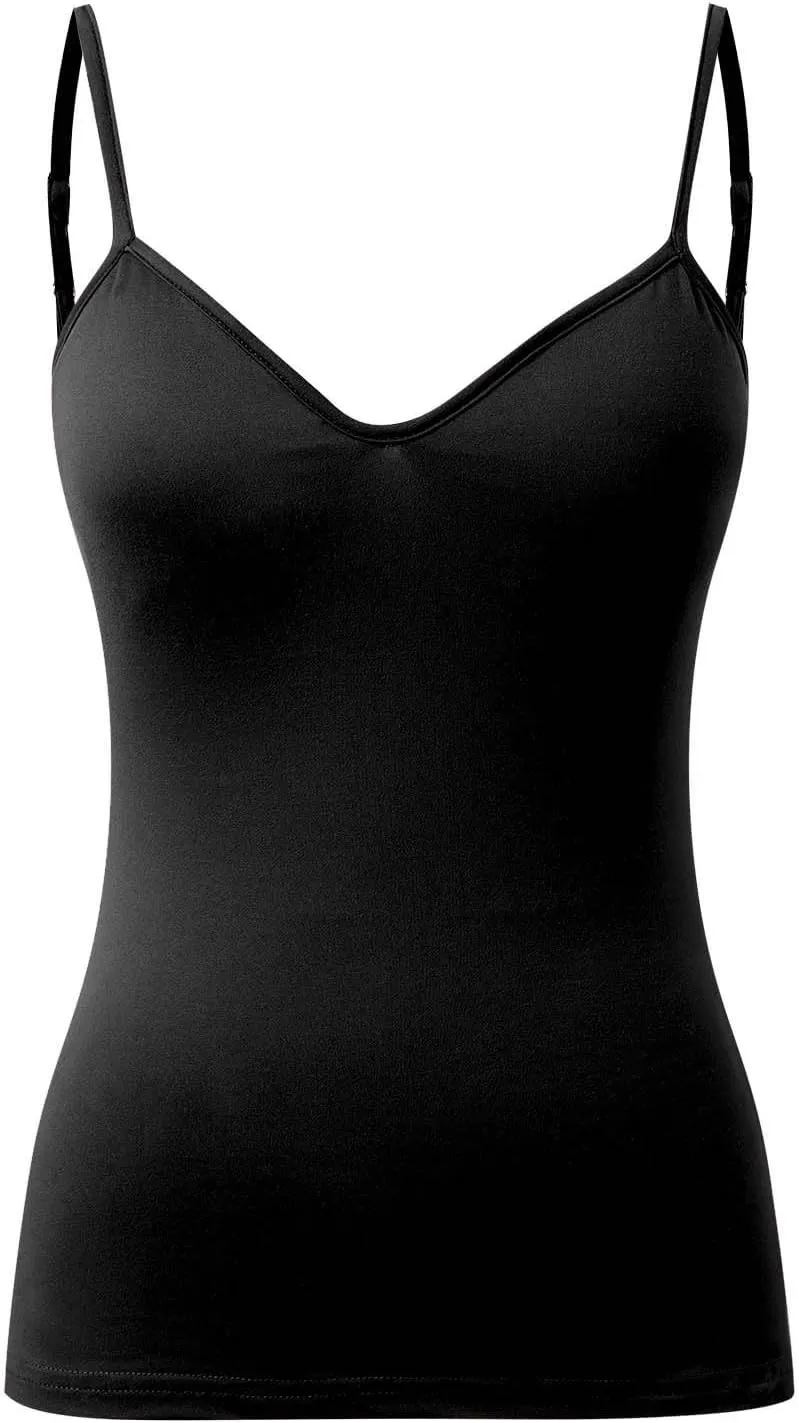 Womens Shelf Bra Tank Tops Adjustable Straps Basic Padded Camis Yoga Shirts Cotton Undershirt