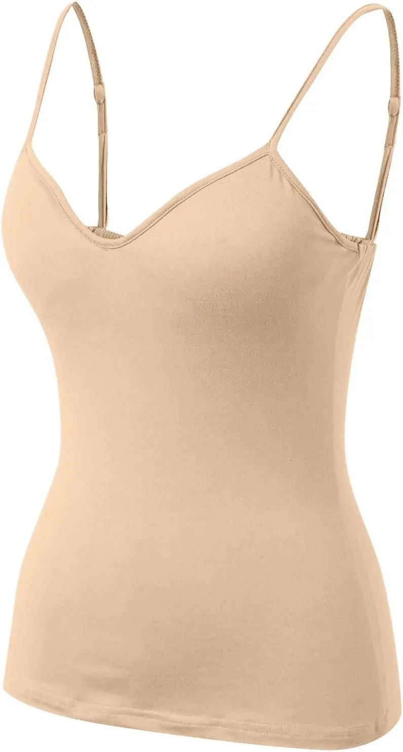 Womens Shelf Bra Tank Tops Adjustable Straps Basic Padded Camis Yoga Shirts Cotton Undershirt