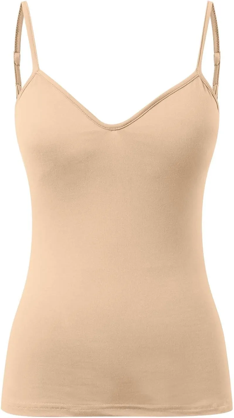 Womens Shelf Bra Tank Tops Adjustable Straps Basic Padded Camis Yoga Shirts Cotton Undershirt