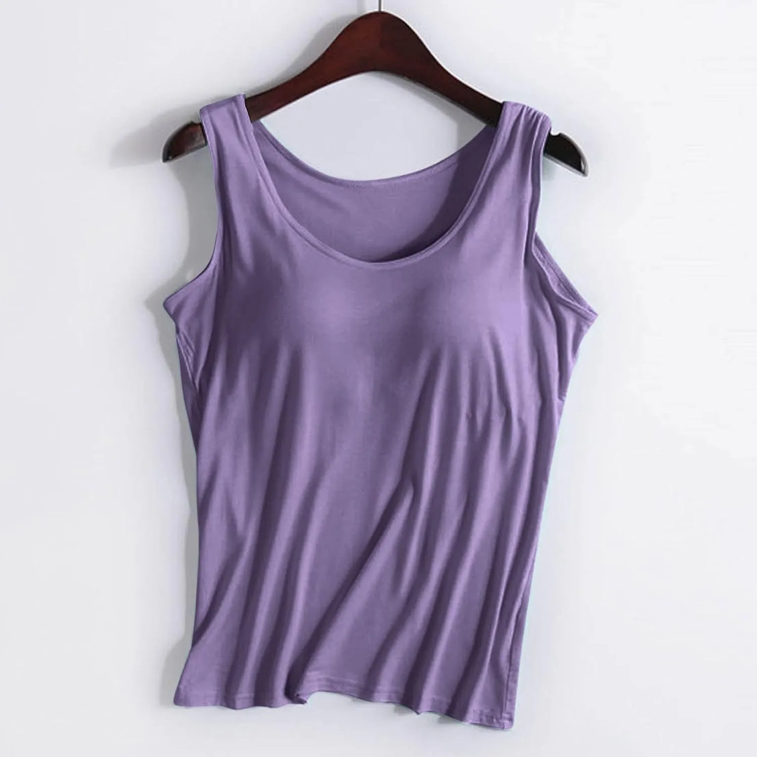 Womens Shelf Bra Tank Tops Adjustable Straps Basic Padded Camis Yoga Shirts Cotton Undershirt