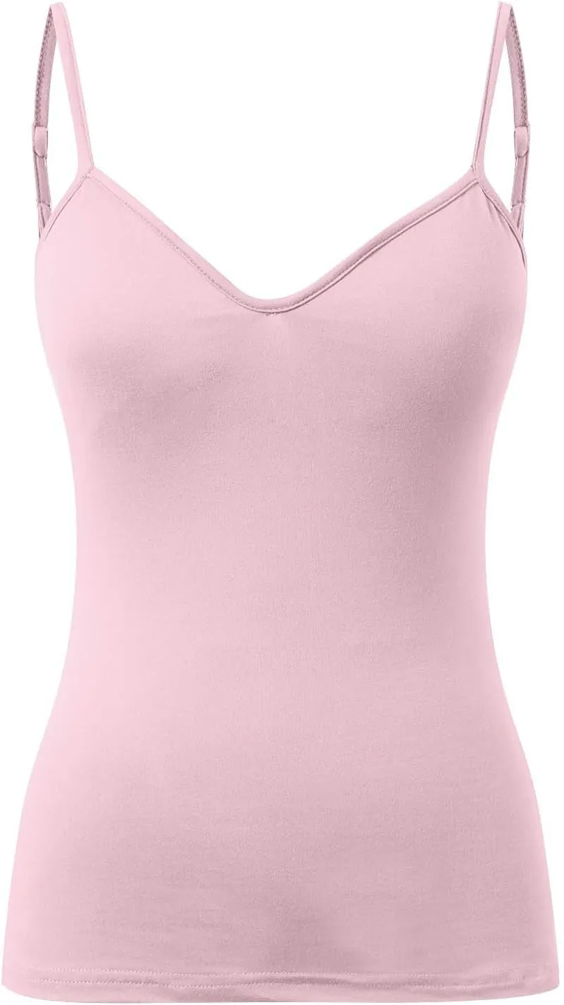 Womens Shelf Bra Tank Tops Adjustable Straps Basic Padded Camis Yoga Shirts Cotton Undershirt