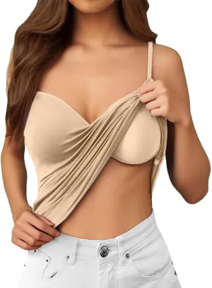 Womens Shelf Bra Tank Tops Adjustable Straps Basic Padded Camis Yoga Shirts Cotton Undershirt