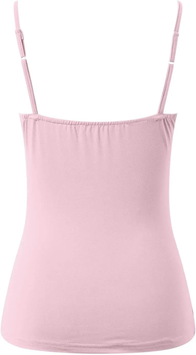 Womens Shelf Bra Tank Tops Adjustable Straps Basic Padded Camis Yoga Shirts Cotton Undershirt