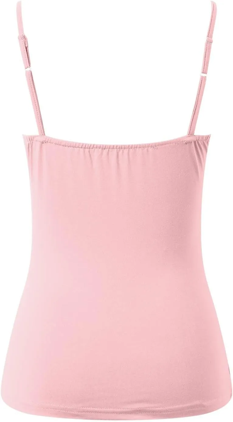 Womens Shelf Bra Tank Tops Adjustable Straps Basic Padded Camis Yoga Shirts Cotton Undershirt