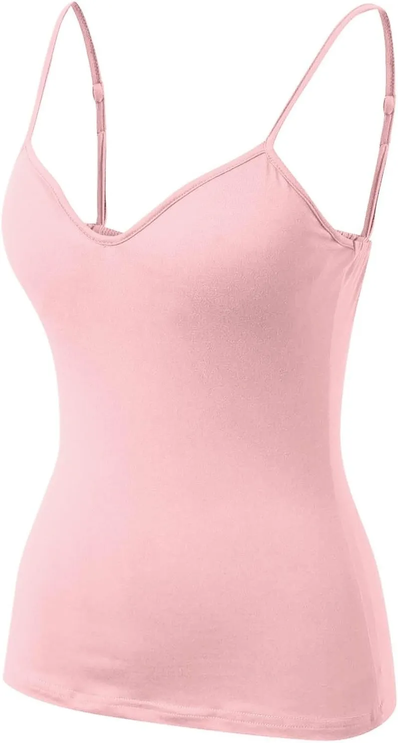 Womens Shelf Bra Tank Tops Adjustable Straps Basic Padded Camis Yoga Shirts Cotton Undershirt