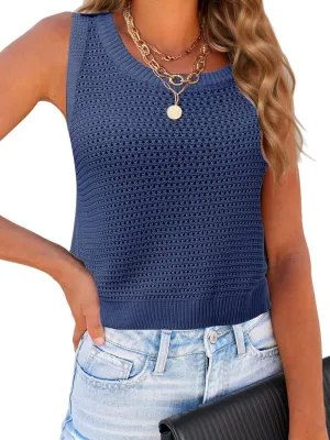 Womens Summer Sweater Vest Cropped Tank Tops 2025 Knit Sleeveless Hollow Out Fit Cami Vacation Casual Crop Tops