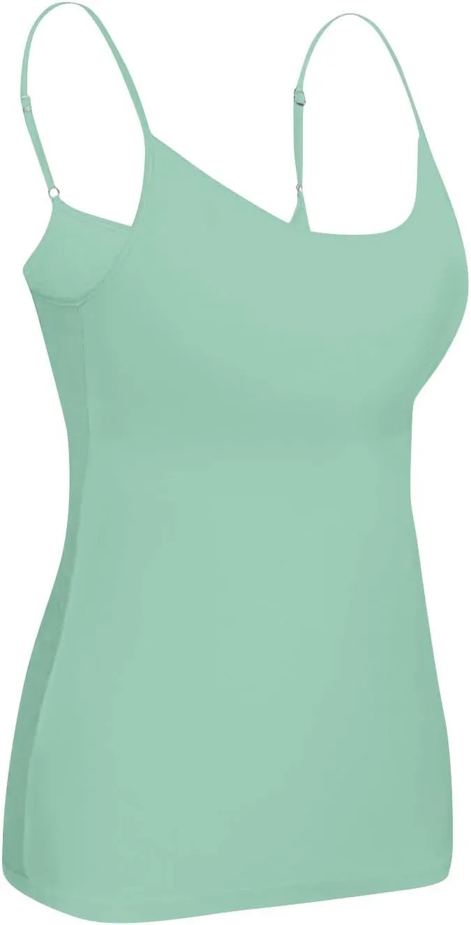 Womens Tank Tops with Built in Bra Adjustable Spaghetti Strap Camisole Shelf Bra Cotton Undershirts Layering Tank Tops