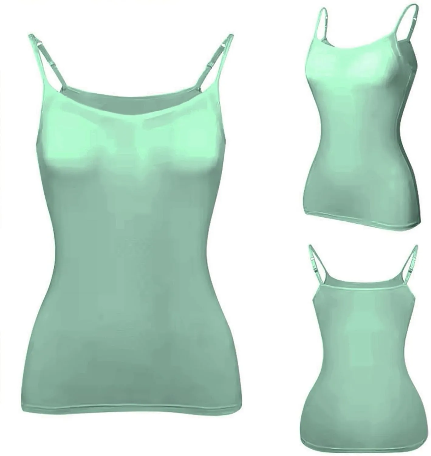 Womens Tank Tops with Built in Bra Adjustable Spaghetti Strap Camisole Shelf Bra Cotton Undershirts Layering Tank Tops